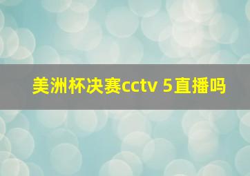 美洲杯决赛cctv 5直播吗